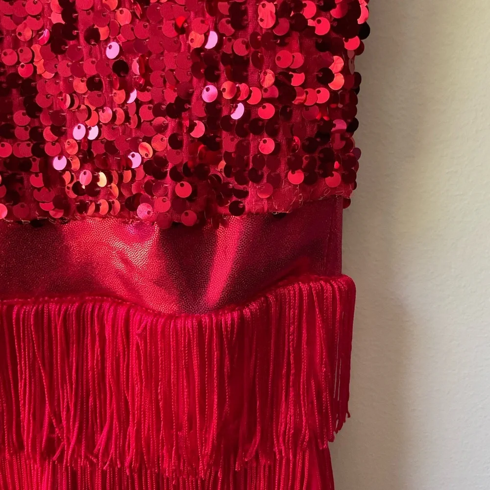 Weissman Red Ultra Sparkle Sequins Biketard